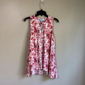 She + Sky medium‎ red and white tank top